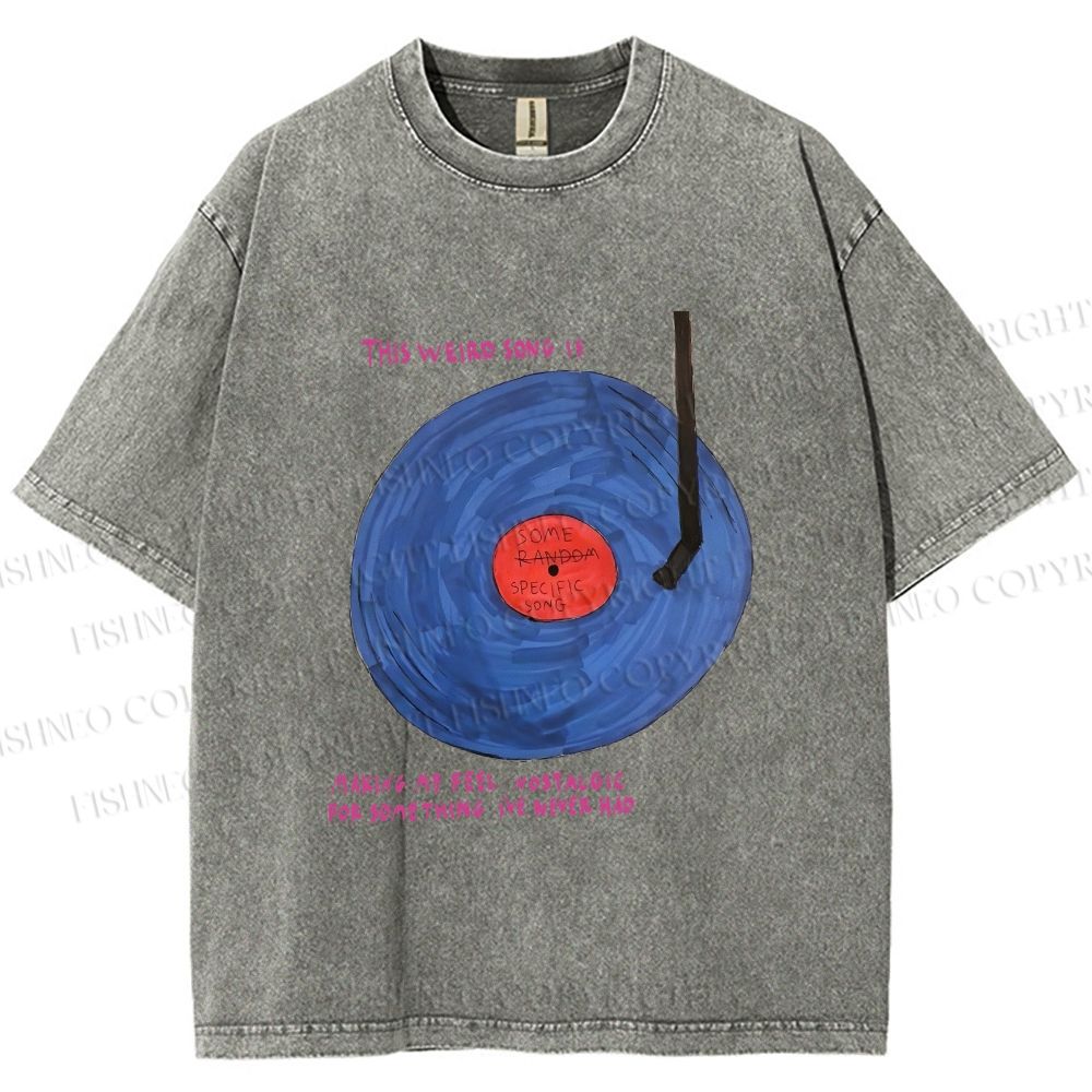 Unisex  Some Specific Song Disc Printed Washed Tee