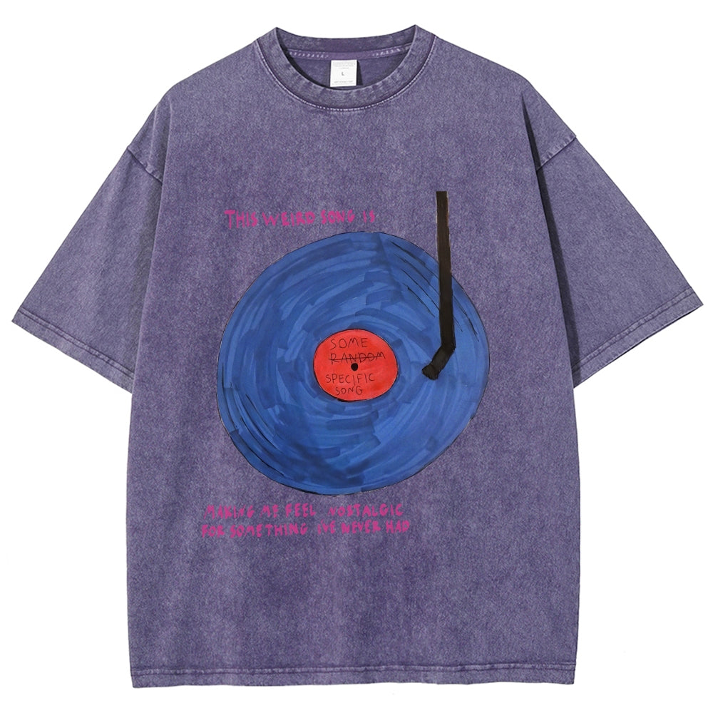 Unisex  Some Specific Song Disc Printed Washed Tee