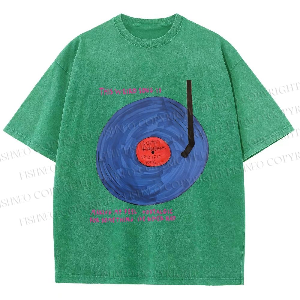 Unisex  Some Specific Song Disc Printed Washed Tee