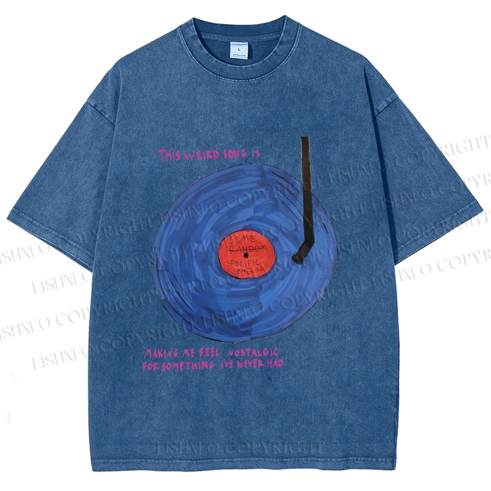 Unisex  Some Specific Song Disc Printed Washed Tee