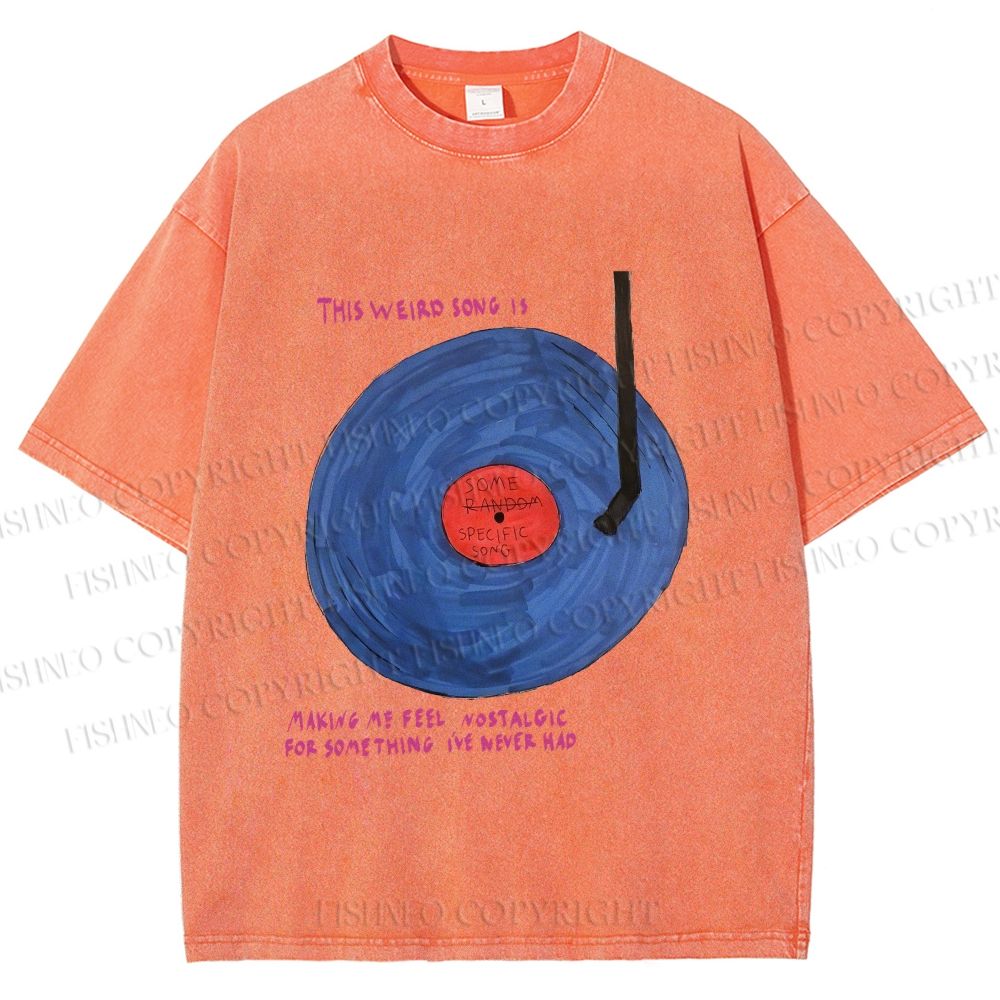 Unisex  Some Specific Song Disc Printed Washed Tee