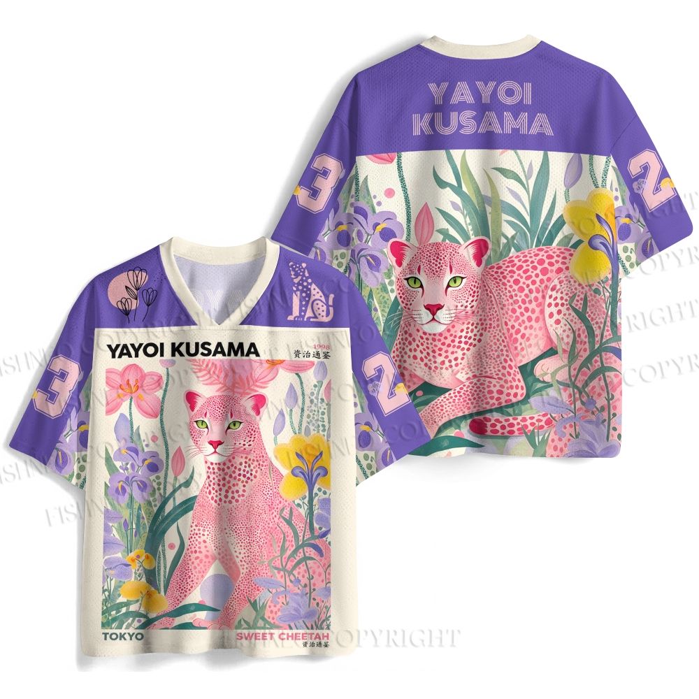 Yayoi Kusama Pink Cheetah Jersey Shirts