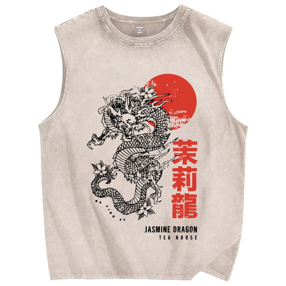 Jasmine Dragon Vintage Distressed Washed Tank Top