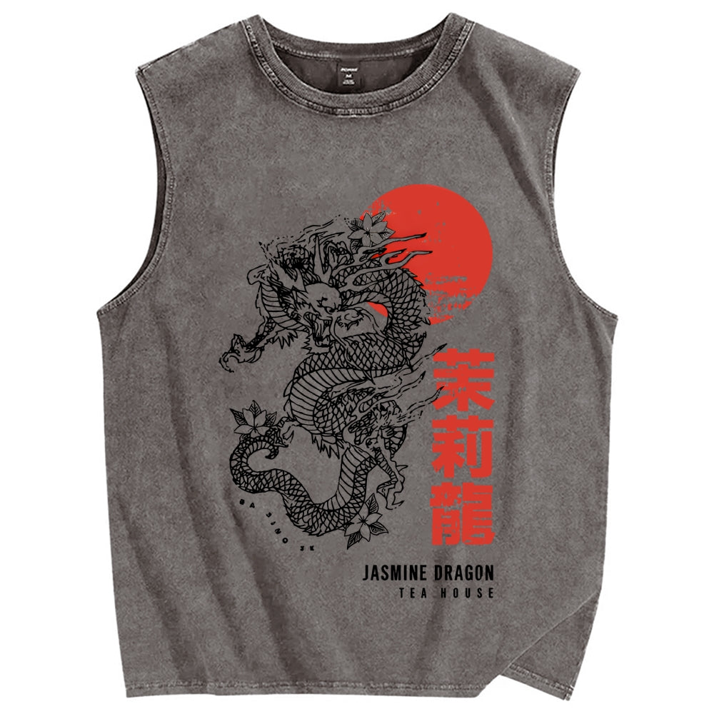 Jasmine Dragon Vintage Distressed Washed Tank Top