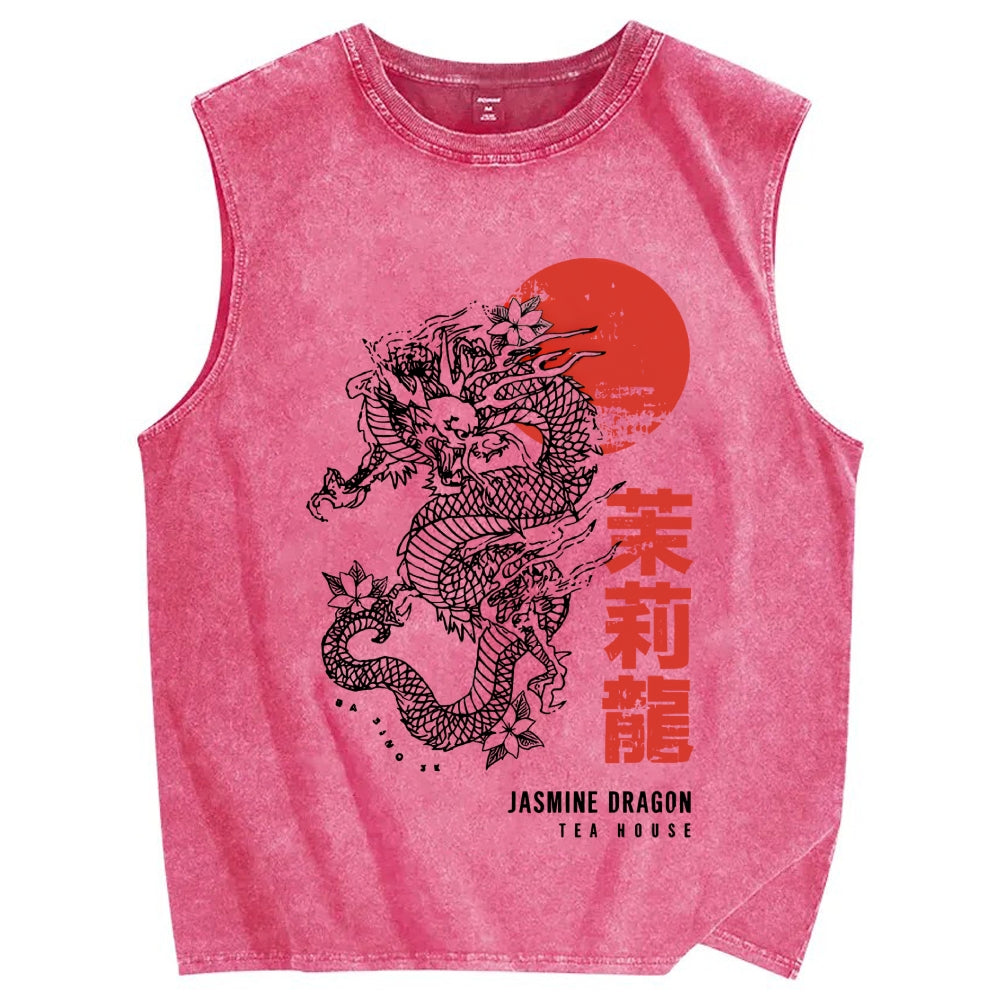 Jasmine Dragon Vintage Distressed Washed Tank Top
