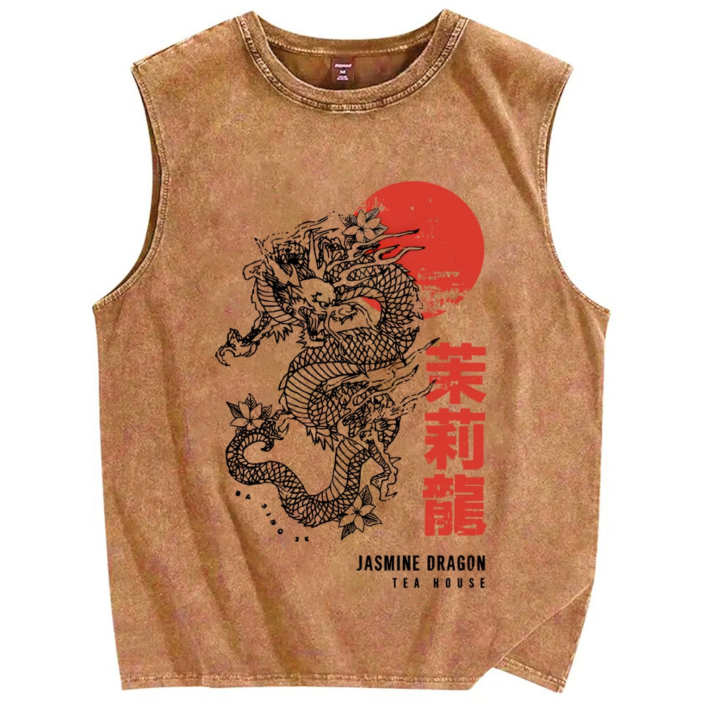 Jasmine Dragon Vintage Distressed Washed Tank Top