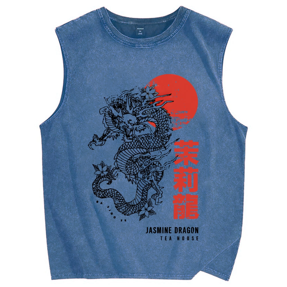Jasmine Dragon Vintage Distressed Washed Tank Top