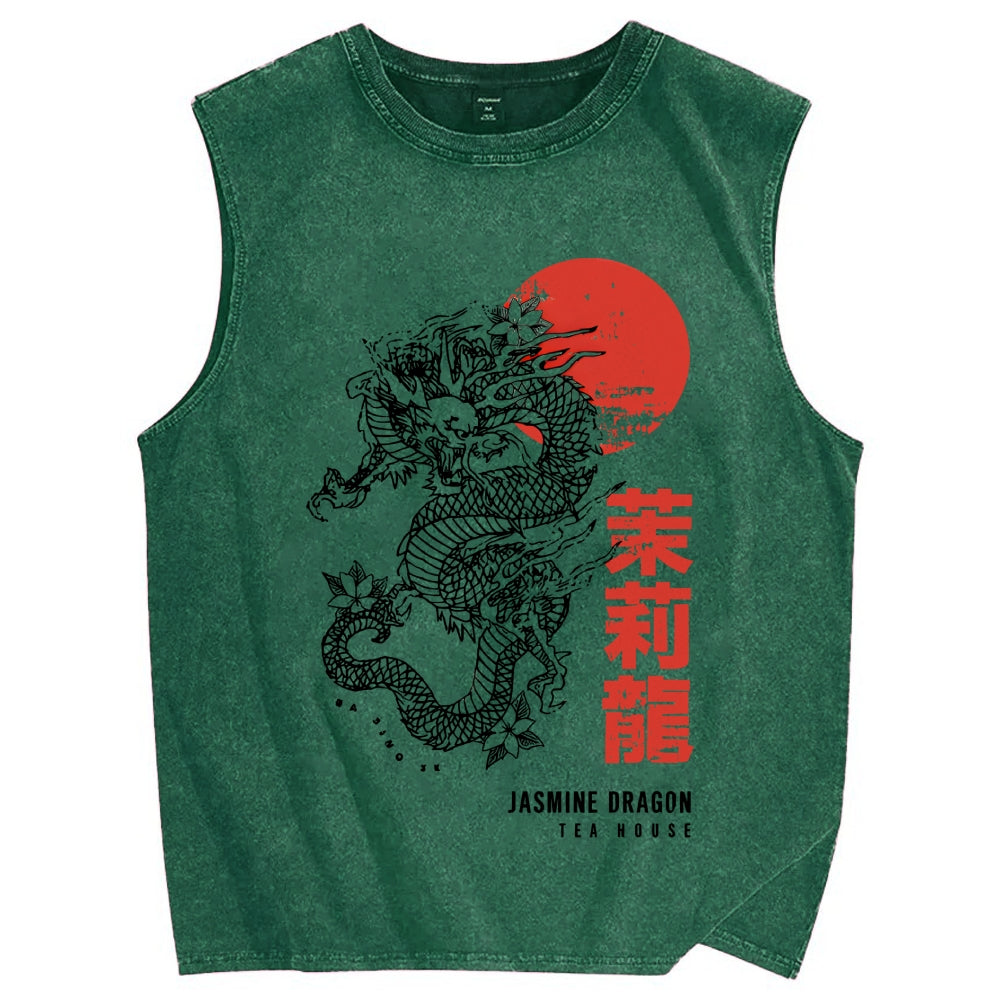 Jasmine Dragon Vintage Distressed Washed Tank Top