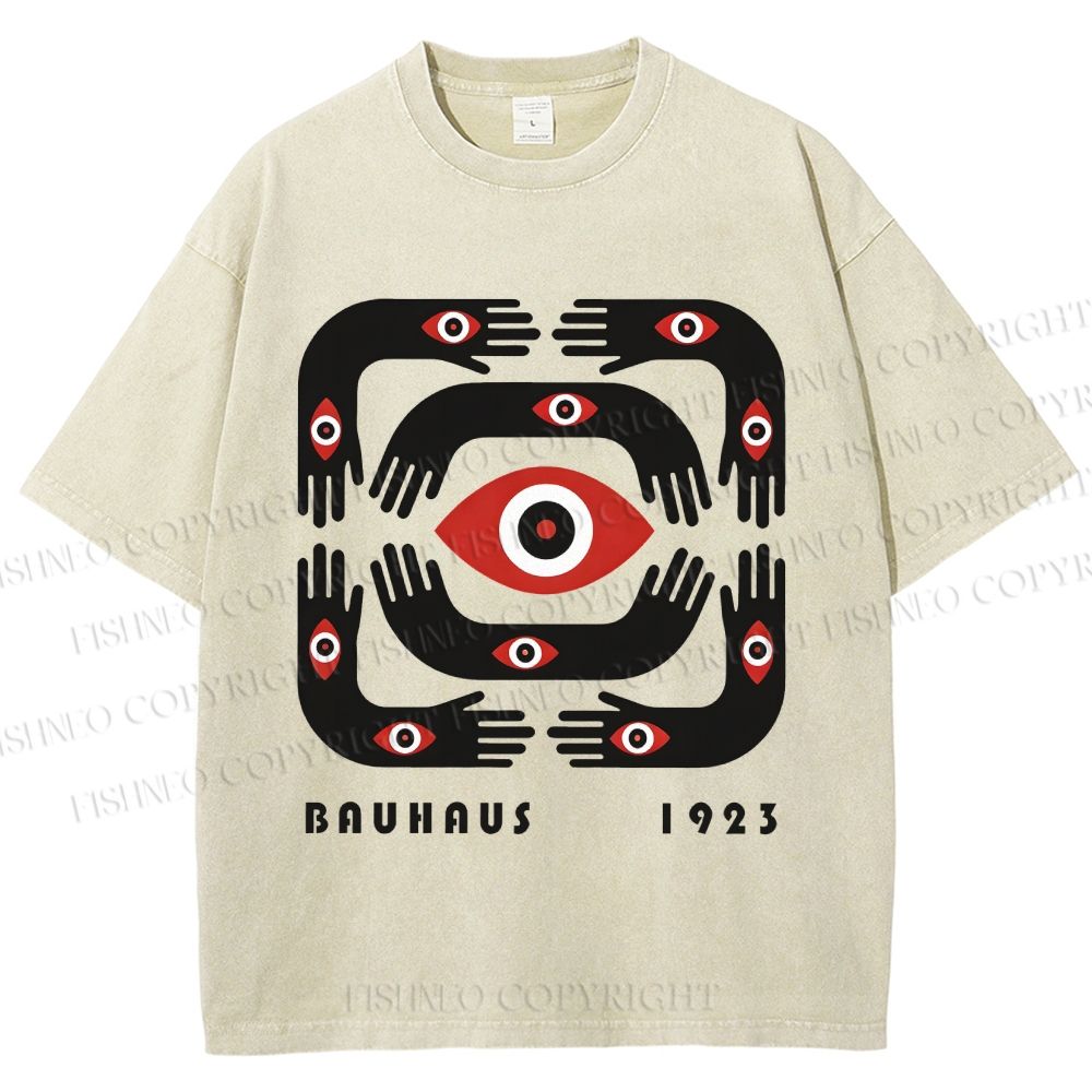 Unisex Bauhaus Arms And Eyes Printed Washed Tee