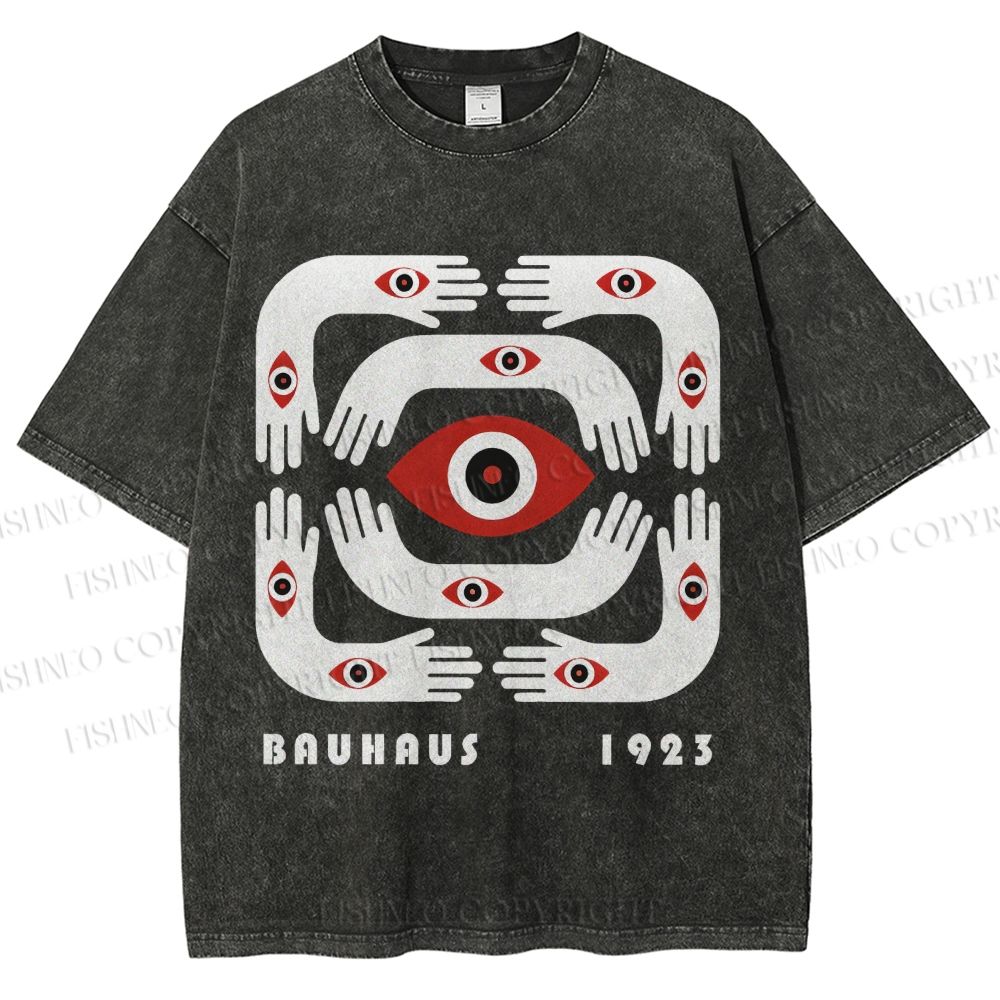 Unisex Bauhaus Arms And Eyes Printed Washed Tee