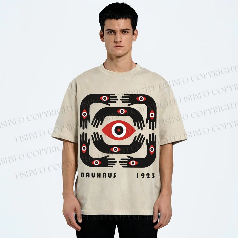 Unisex Bauhaus Arms And Eyes Printed Washed Tee