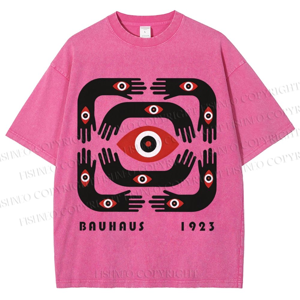 Unisex Bauhaus Arms And Eyes Printed Washed Tee