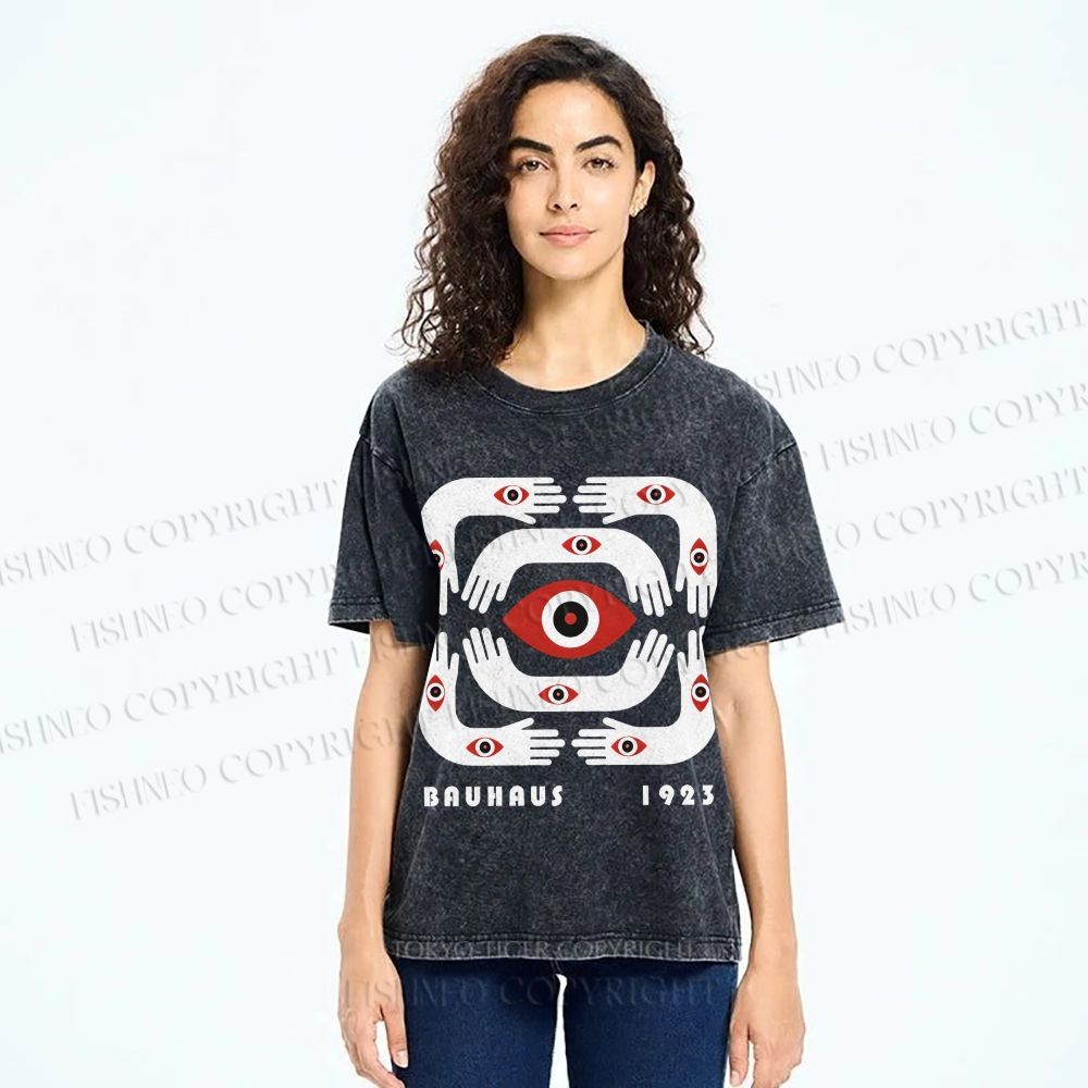 Unisex Bauhaus Arms And Eyes Printed Washed Tee