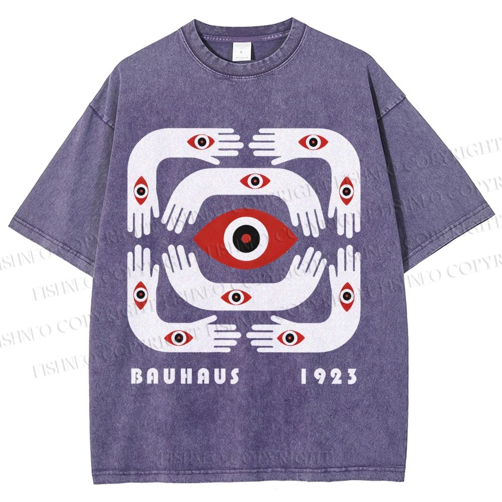 Unisex Bauhaus Arms And Eyes Printed Washed Tee