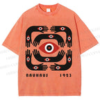 Unisex Bauhaus Arms And Eyes Printed Washed Tee
