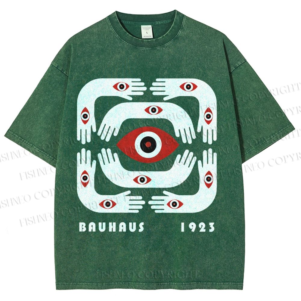 Unisex Bauhaus Arms And Eyes Printed Washed Tee