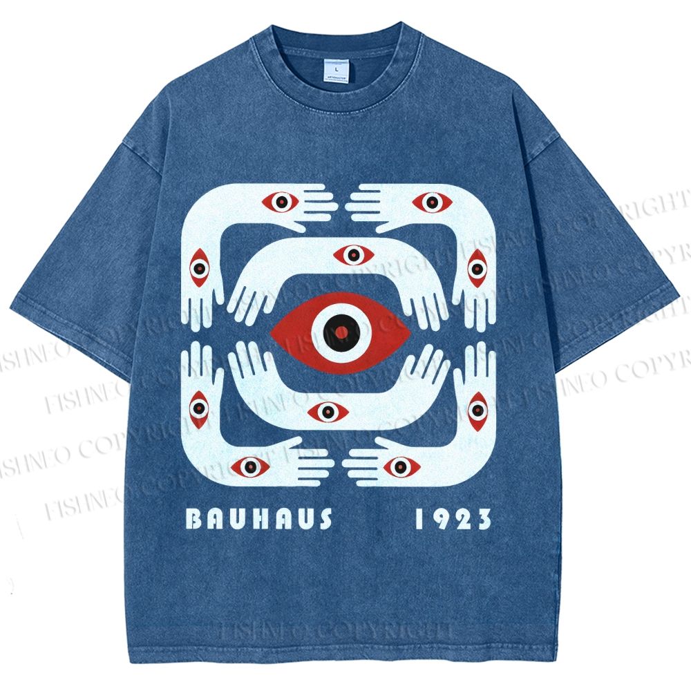 Unisex Bauhaus Arms And Eyes Printed Washed Tee