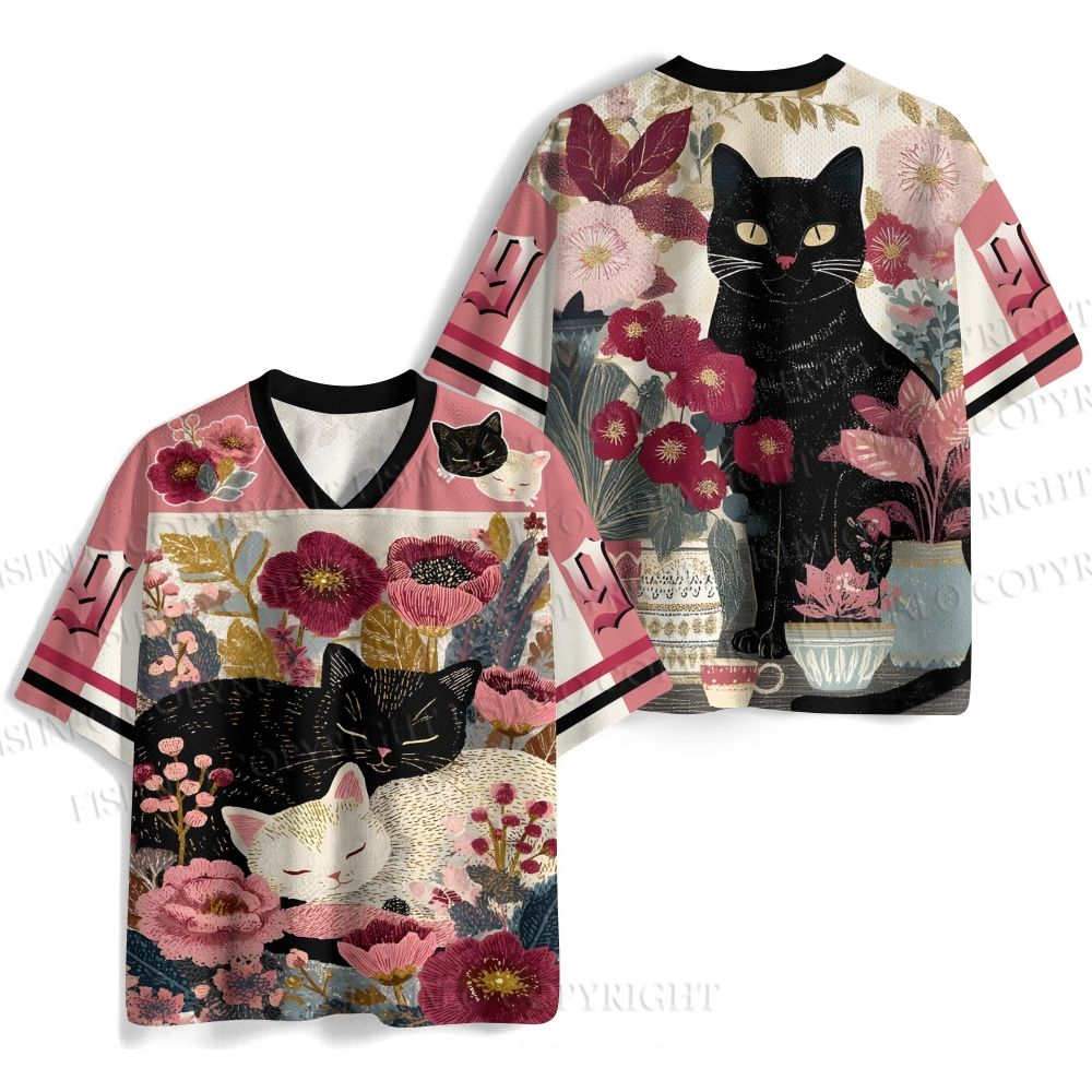 Cats in Flowers Jersey Shirts