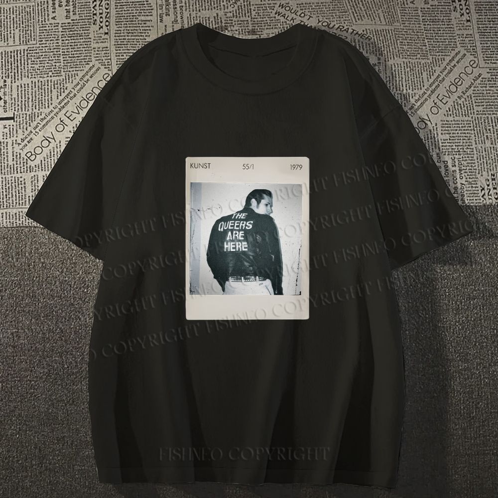 Unisex Classic Cotton Pride Polaroid The Queers Are Here Printed T-shirt