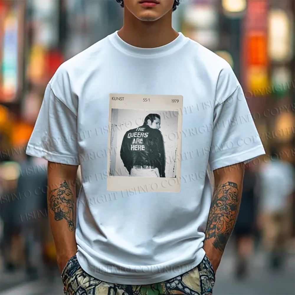 Unisex Classic Cotton Pride Polaroid The Queers Are Here Printed T-shirt