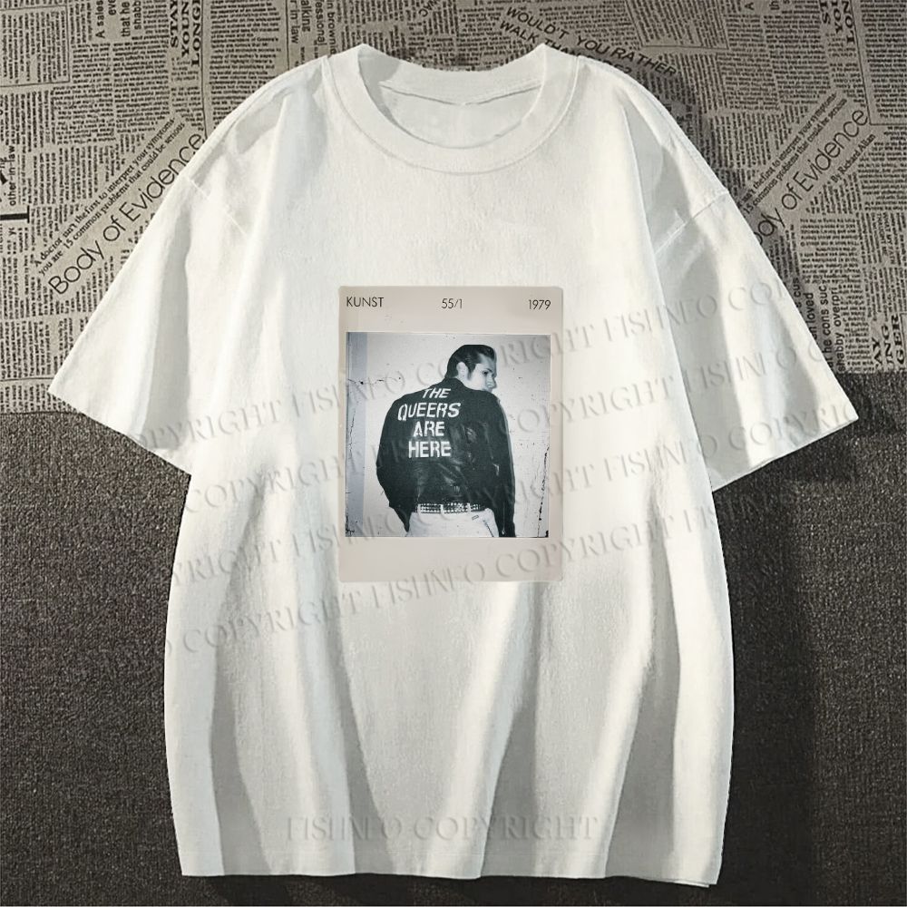 Unisex Classic Cotton Pride Polaroid The Queers Are Here Printed T-shirt