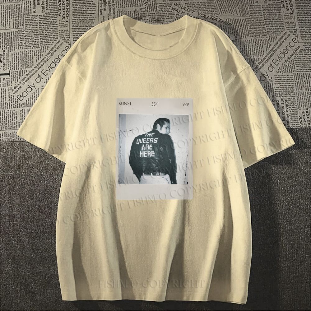 Unisex Classic Cotton Pride Polaroid The Queers Are Here Printed T-shirt