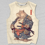 Unisex Samurai Hippo Printed Tank Top
