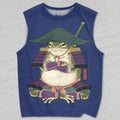 Unisex Samurai Frog Printed Tank Top