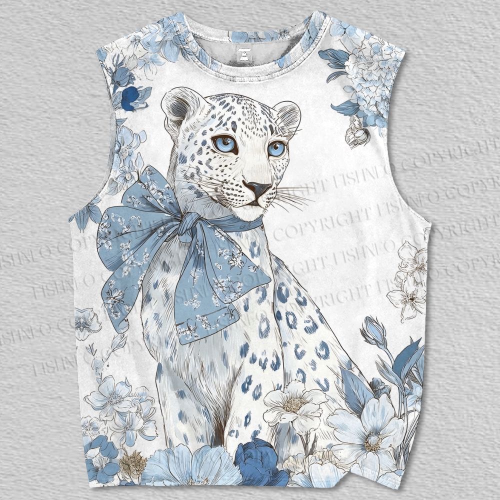 Unisex Snow leopard With A Bow-knot Printed Tank Top