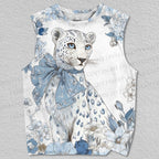 Unisex Snow leopard With A Bow-knot Printed Tank Top