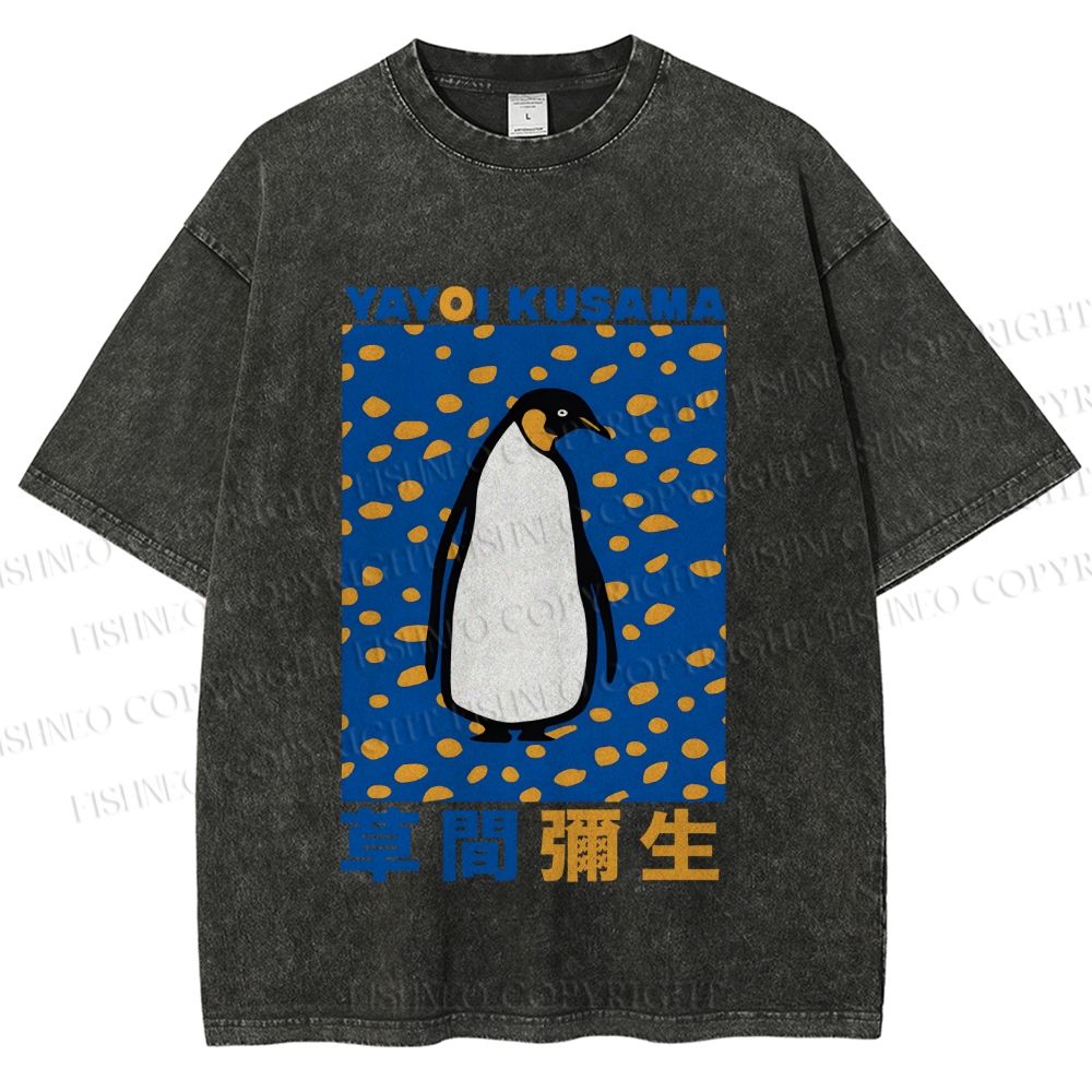 Unisex Yayoi Kusama Penguin Printed Washed Tee