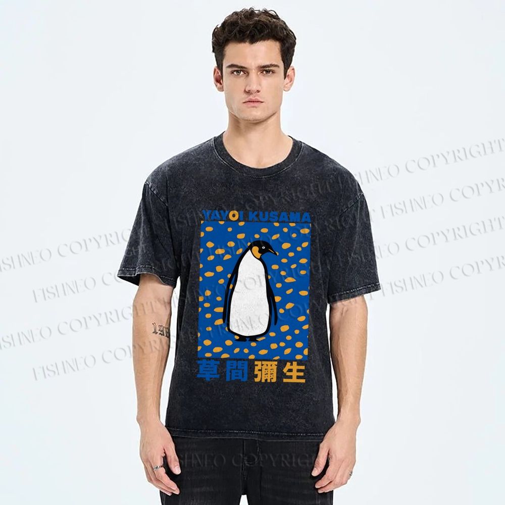 Unisex Yayoi Kusama Penguin Printed Washed Tee