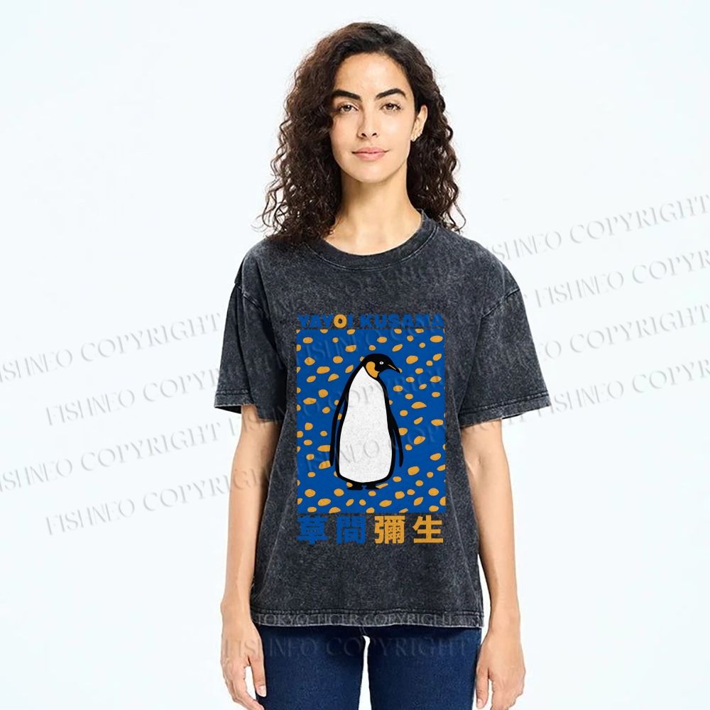 Unisex Yayoi Kusama Penguin Printed Washed Tee