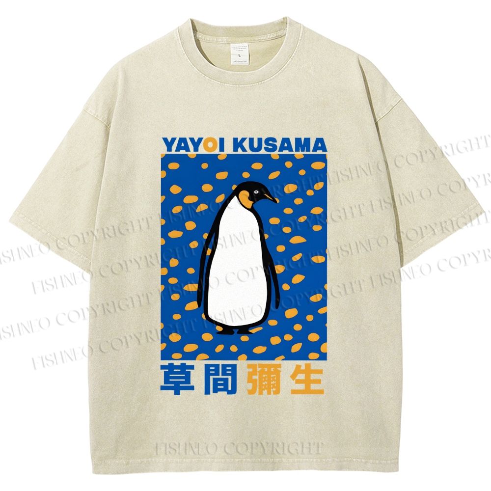 Unisex Yayoi Kusama Penguin Printed Washed Tee