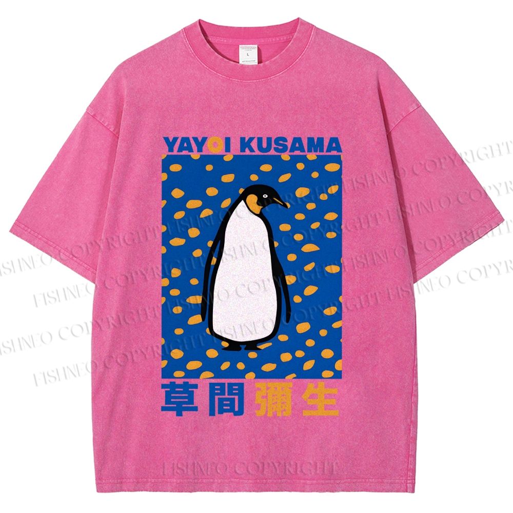 Unisex Yayoi Kusama Penguin Printed Washed Tee