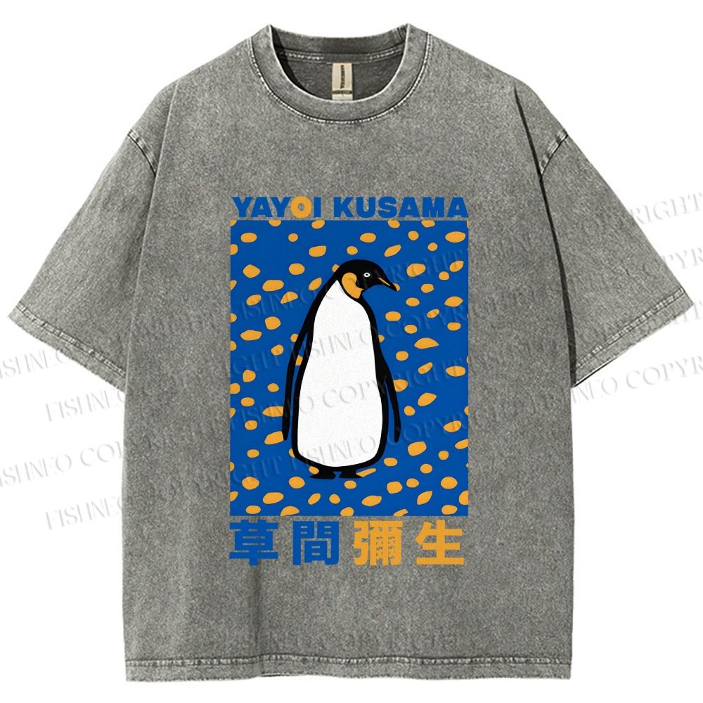 Unisex Yayoi Kusama Penguin Printed Washed Tee