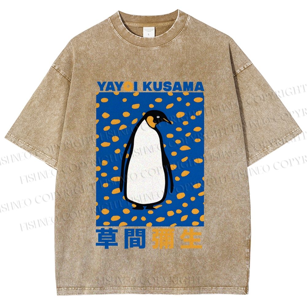 Unisex Yayoi Kusama Penguin Printed Washed Tee