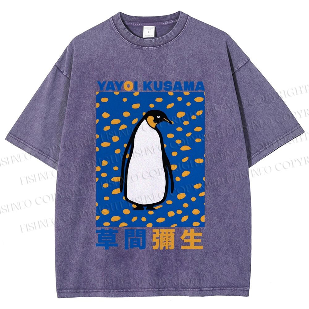 Unisex Yayoi Kusama Penguin Printed Washed Tee