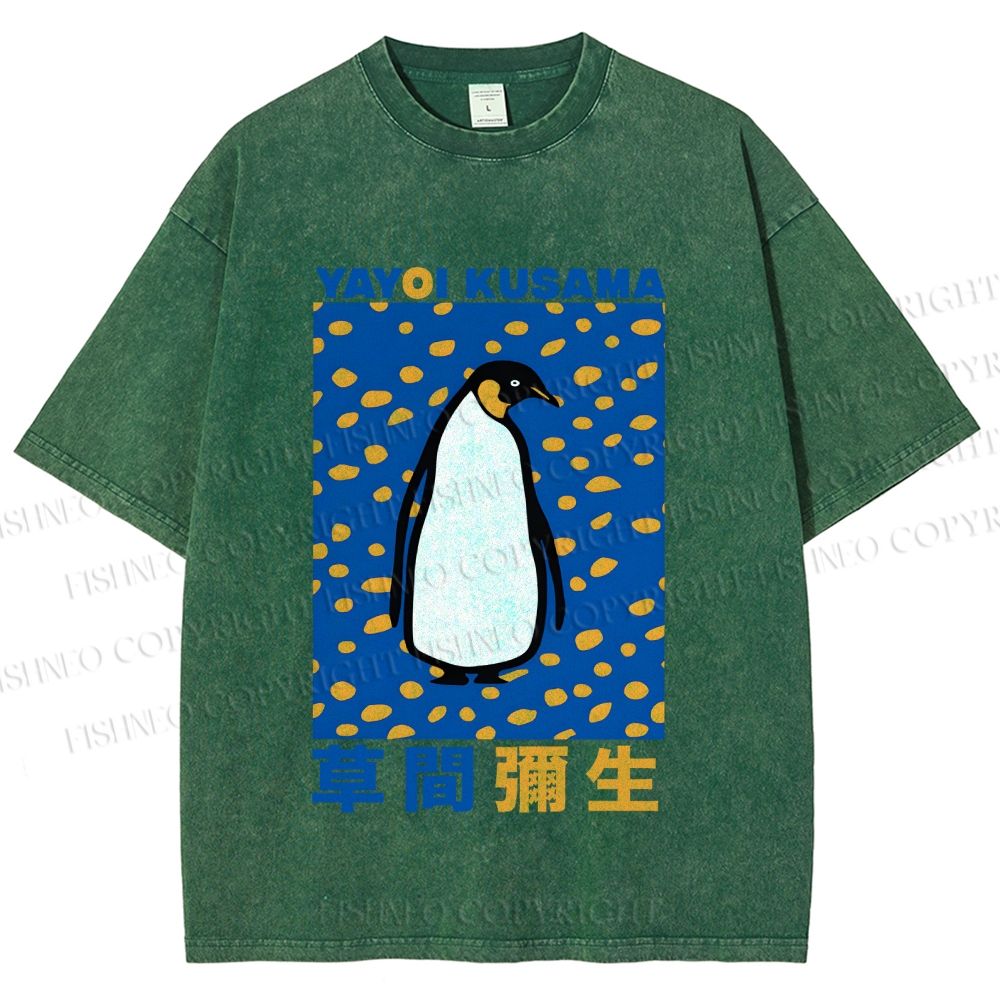 Unisex Yayoi Kusama Penguin Printed Washed Tee