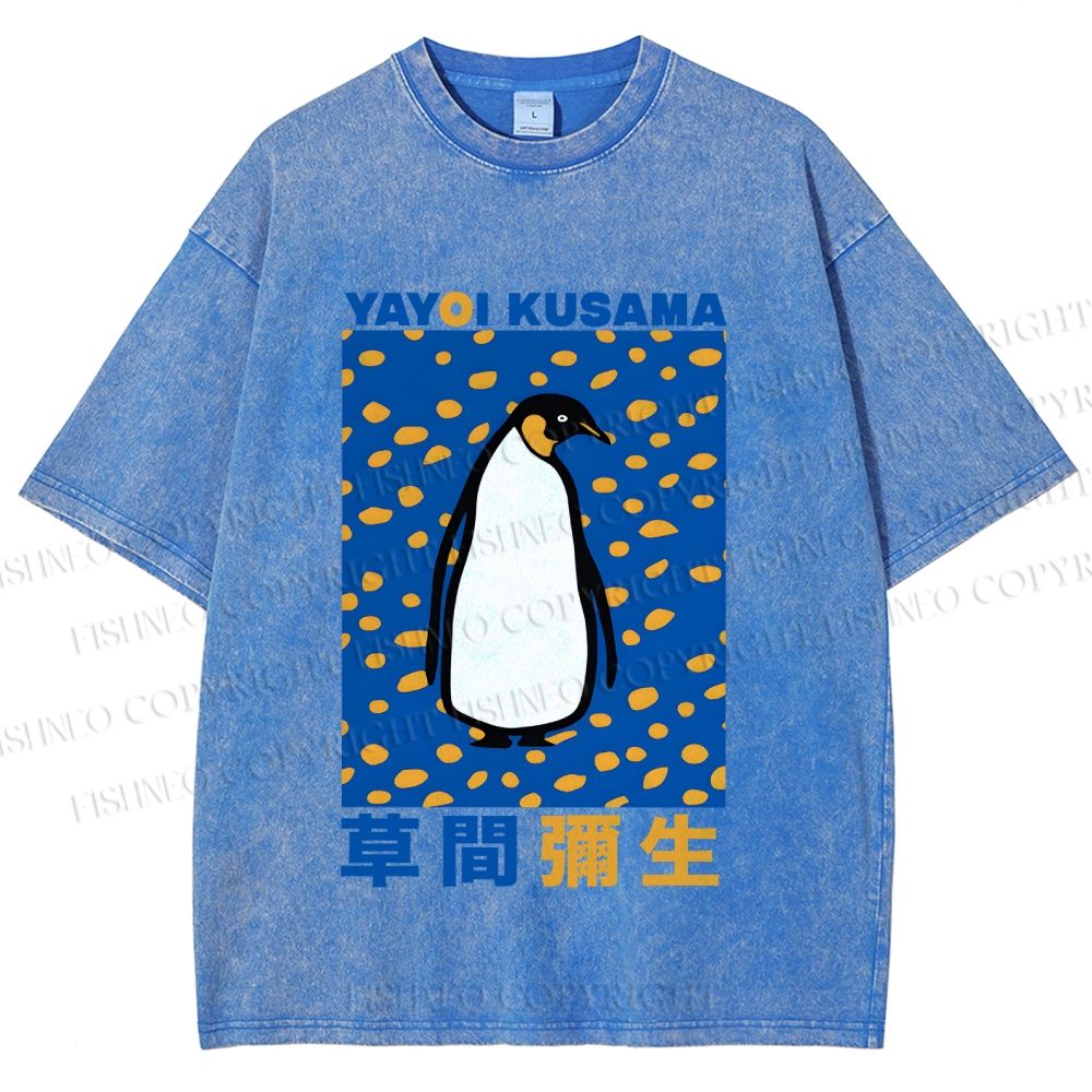 Unisex Yayoi Kusama Penguin Printed Washed Tee