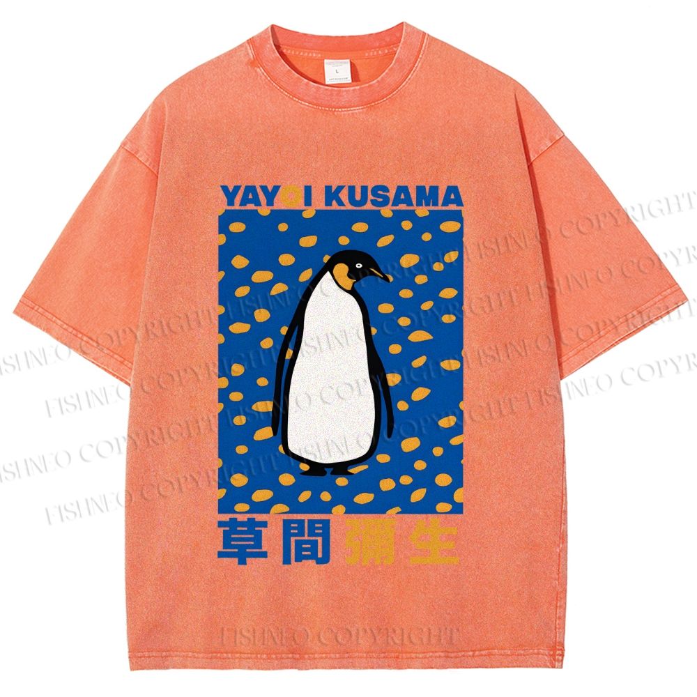 Unisex Yayoi Kusama Penguin Printed Washed Tee