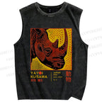 Unisex Yayoi Kusama Rhino Printed Washed Tank Top