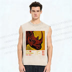 Unisex Yayoi Kusama Rhino Printed Washed Tank Top