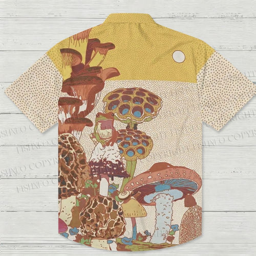 Funny Frog Sitting on Mushroom Hawaiian Shirt
