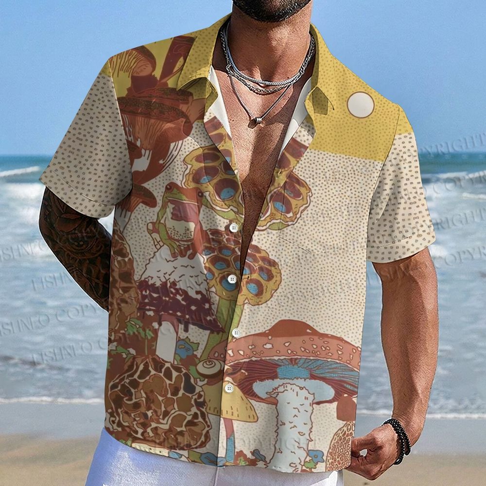 Funny Frog Sitting on Mushroom Hawaiian Shirt