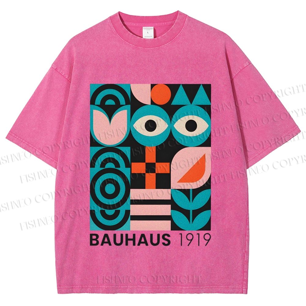 Unisex Blue Eyes Bauhaus Design 1919 Printed Washed Tee