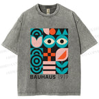 Unisex Blue Eyes Bauhaus Design 1919 Printed Washed Tee