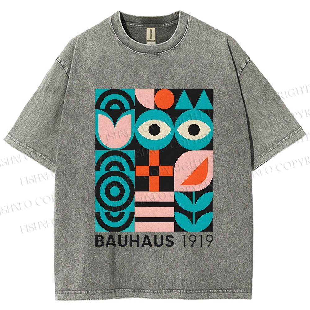 Unisex Blue Eyes Bauhaus Design 1919 Printed Washed Tee