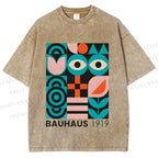 Unisex Blue Eyes Bauhaus Design 1919 Printed Washed Tee