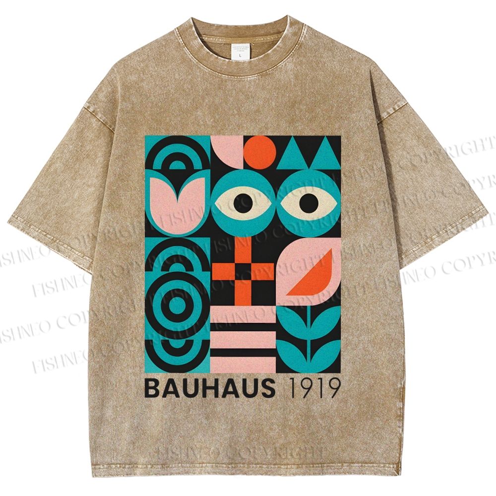 Unisex Blue Eyes Bauhaus Design 1919 Printed Washed Tee
